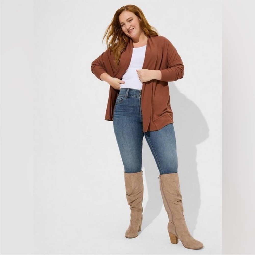 NWT Torrid Cognac Super Soft Ribbed Knit Dolman Sleeve Cardigan Size 1 / 2 1x-2x